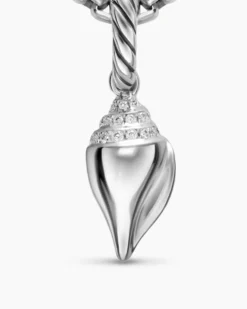 Petite Pavé Shell Amulet Sterling Silver with Diamonds, 15mm