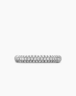 Petite Pavé Stack Ring Sterling Silver with Diamonds, 3mm