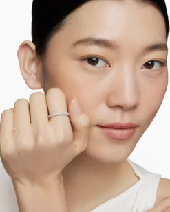 Petite Pavé Stack Ring Sterling Silver with Diamonds, 3mm