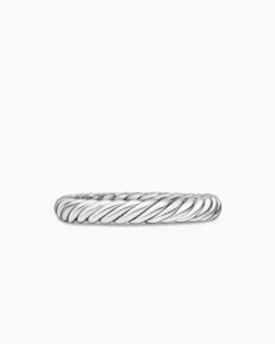 Petite Pavé Stack Ring Sterling Silver with Diamonds, 3mm