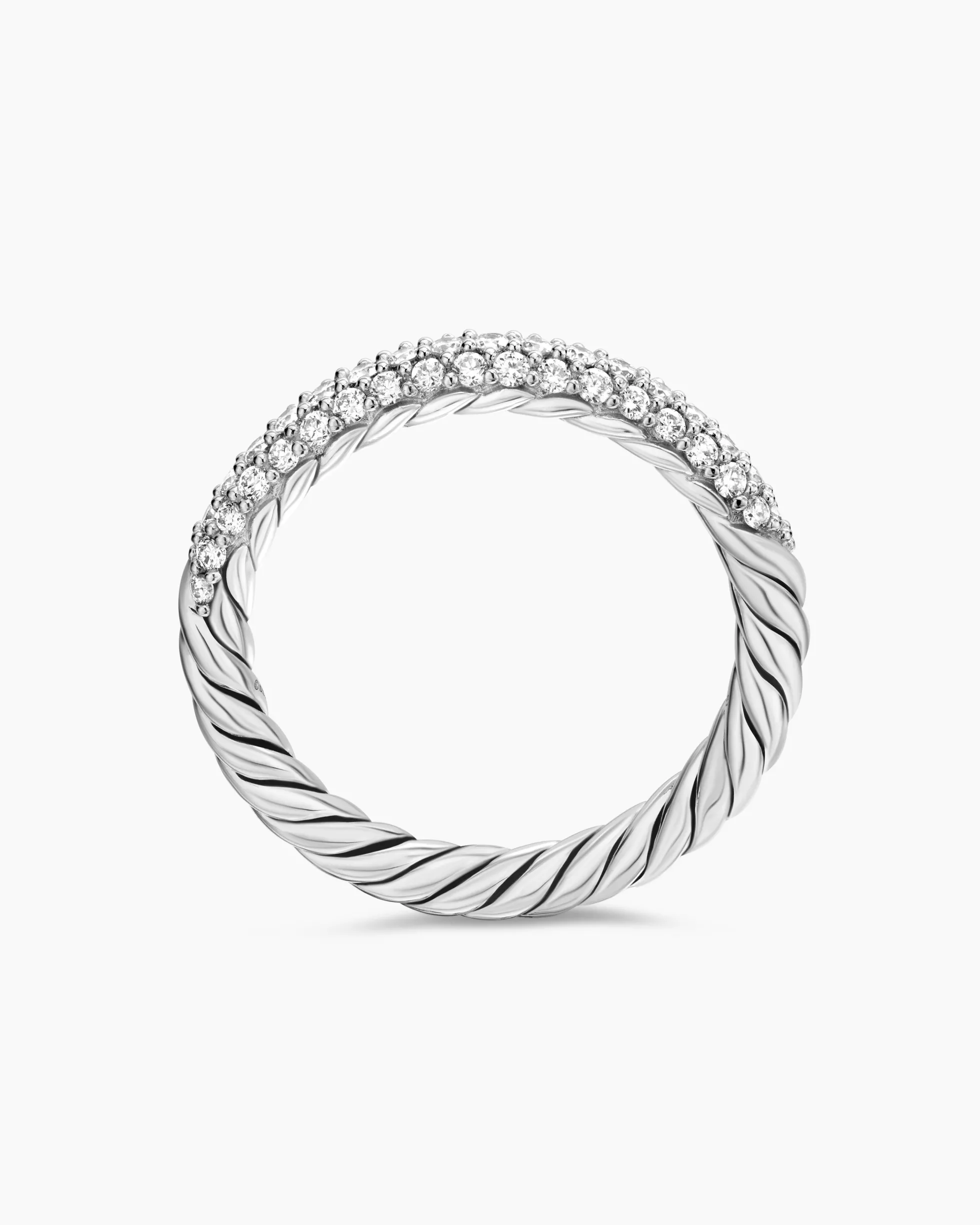 Petite Pavé Stack Ring Sterling Silver with Diamonds, 3mm