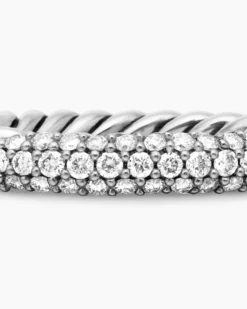 Petite Pavé Stack Ring Sterling Silver with Diamonds, 3mm