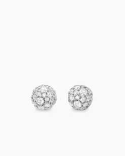 Petite Pavé Stud Earrings 18K Yellow Gold with Diamonds, 4.5mm
