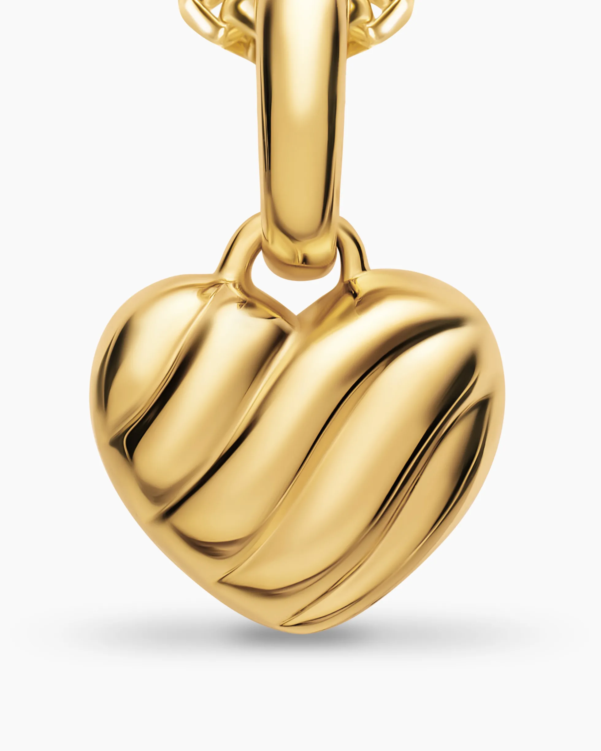 Petite Puffy Cable Heart Amulet 18K Yellow Gold, 7.4mm