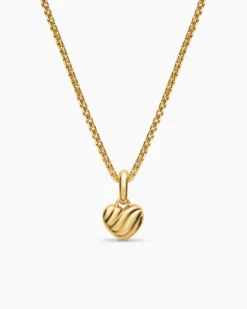 Petite Puffy Cable Heart Amulet 18K Yellow Gold, 7.4mm