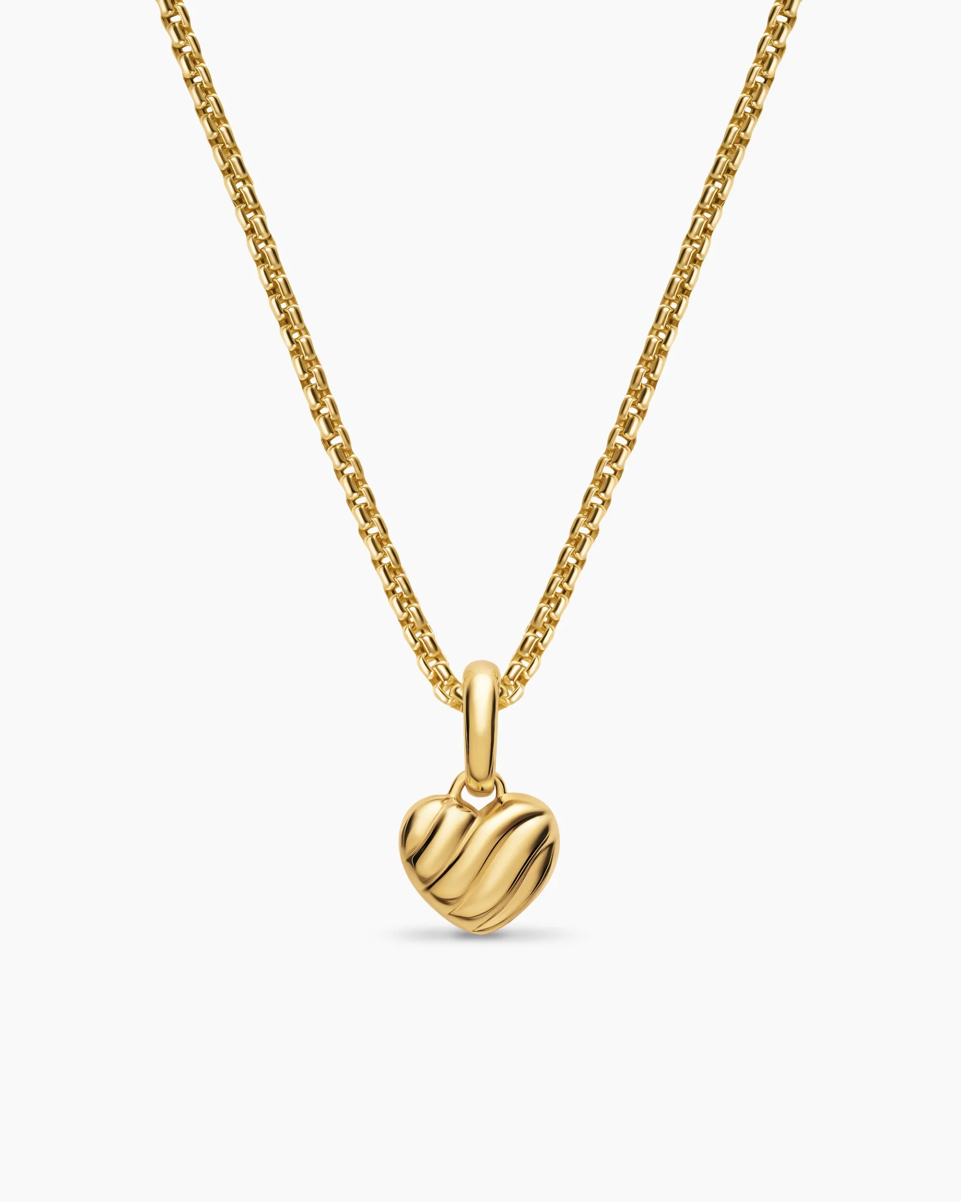 Petite Puffy Cable Heart Amulet 18K Yellow Gold, 7.4mm