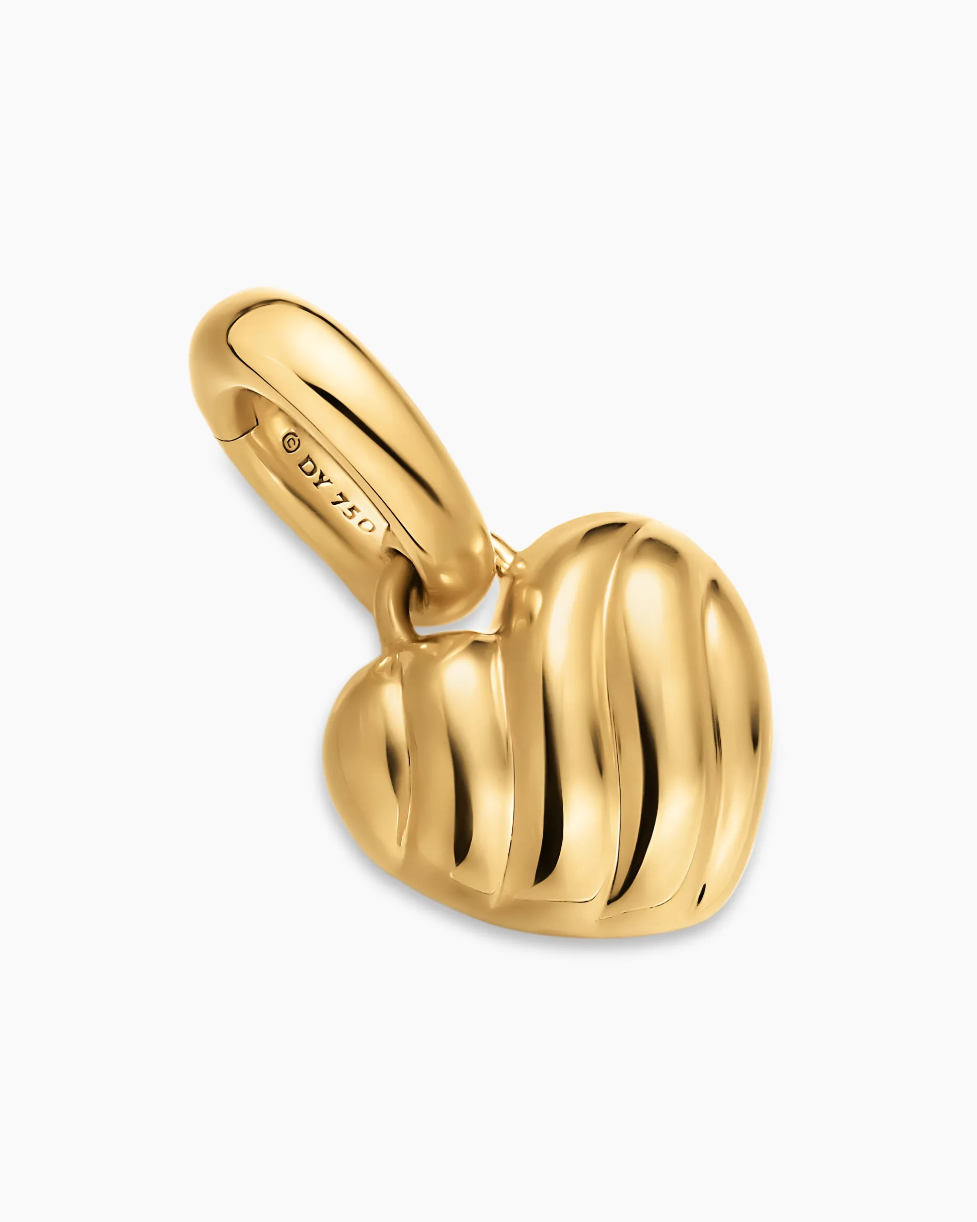 Petite Puffy Cable Heart Amulet 18K Yellow Gold, 7.4mm