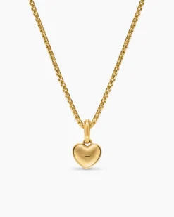 Petite Puffy Cable Heart Amulet 18K Yellow Gold, 7.4mm