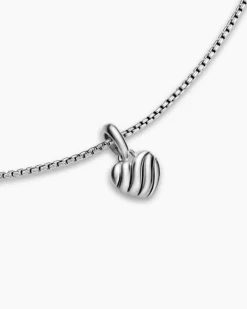 Petite Puffy Cable Heart Necklace Sterling Silver, 7.4mm