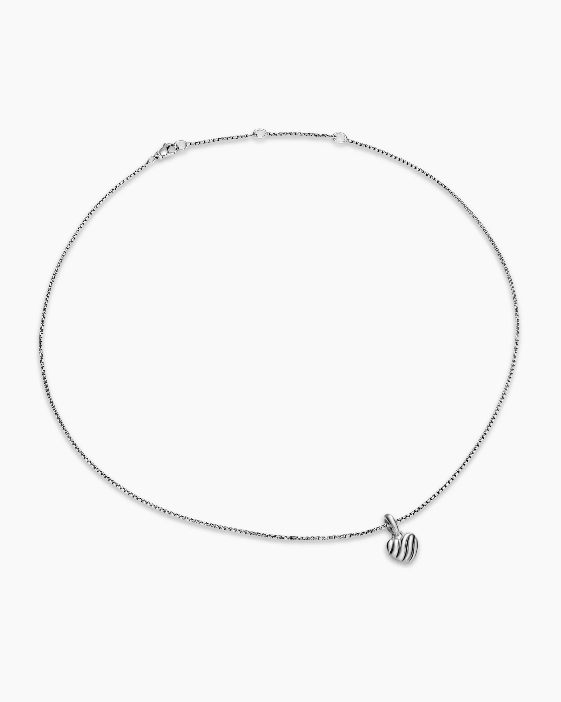 Petite Puffy Cable Heart Necklace Sterling Silver, 7.4mm