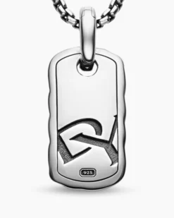 Petite Sculpted Cable Tag Sterling Silver, 10mm