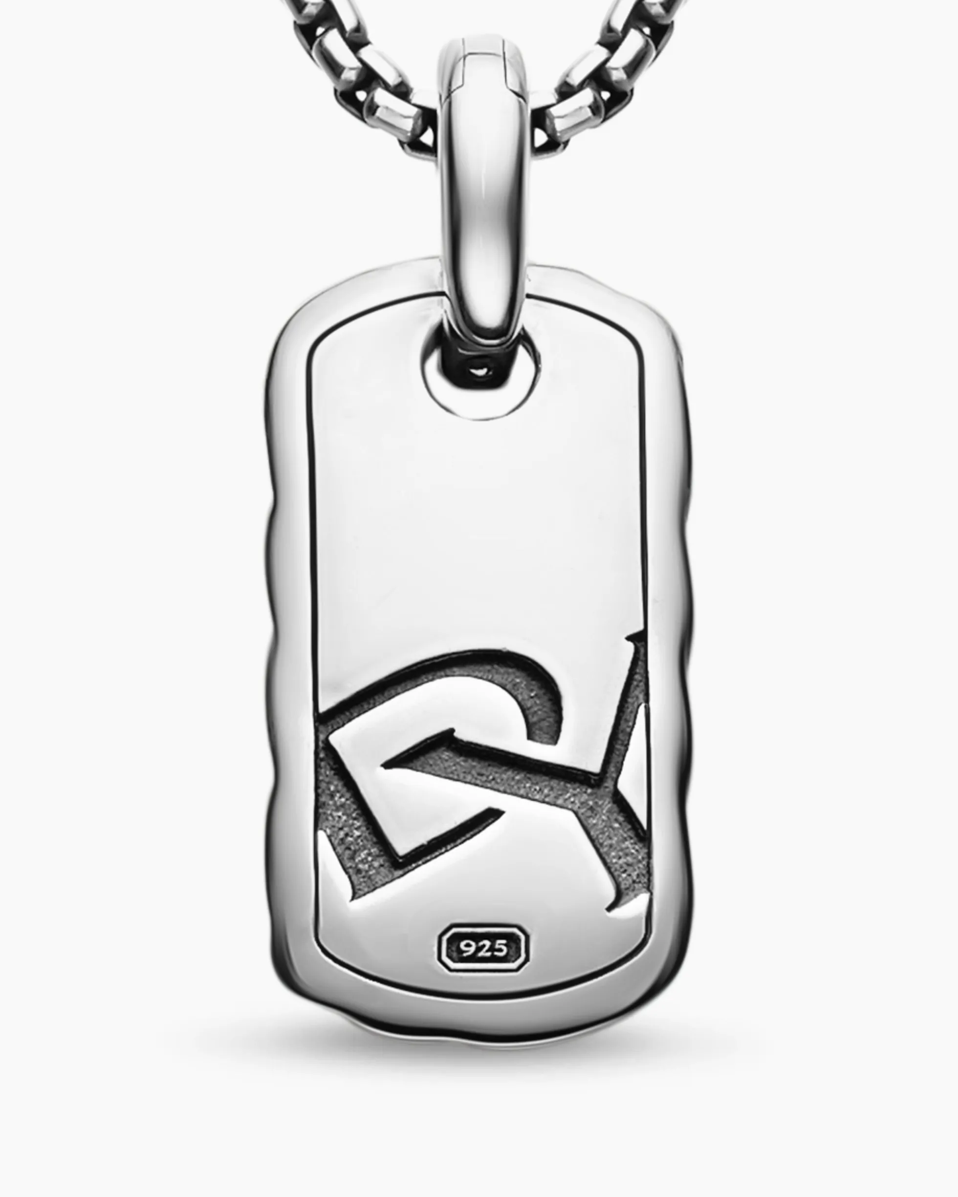 Petite Sculpted Cable Tag Sterling Silver, 10mm