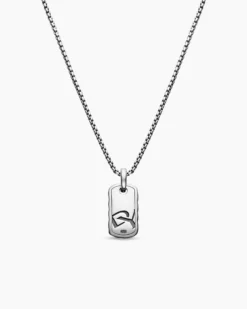 Petite Sculpted Cable Tag Sterling Silver, 10mm