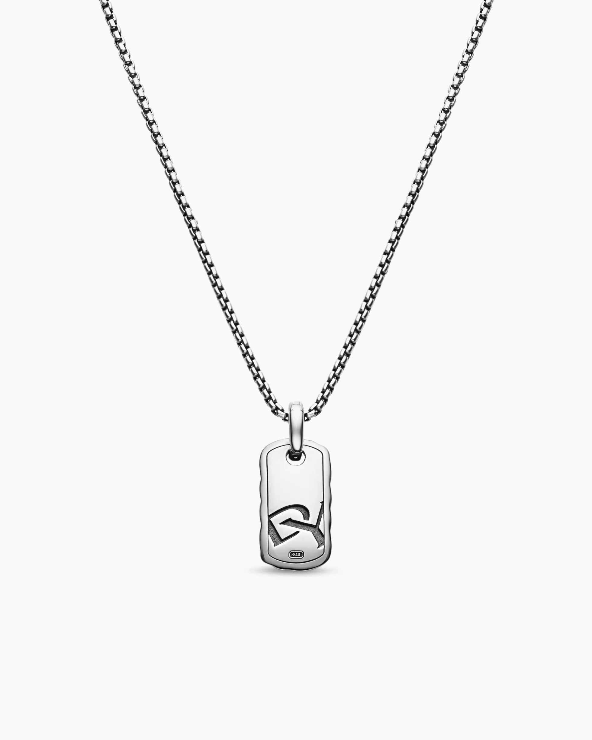Petite Sculpted Cable Tag Sterling Silver, 10mm