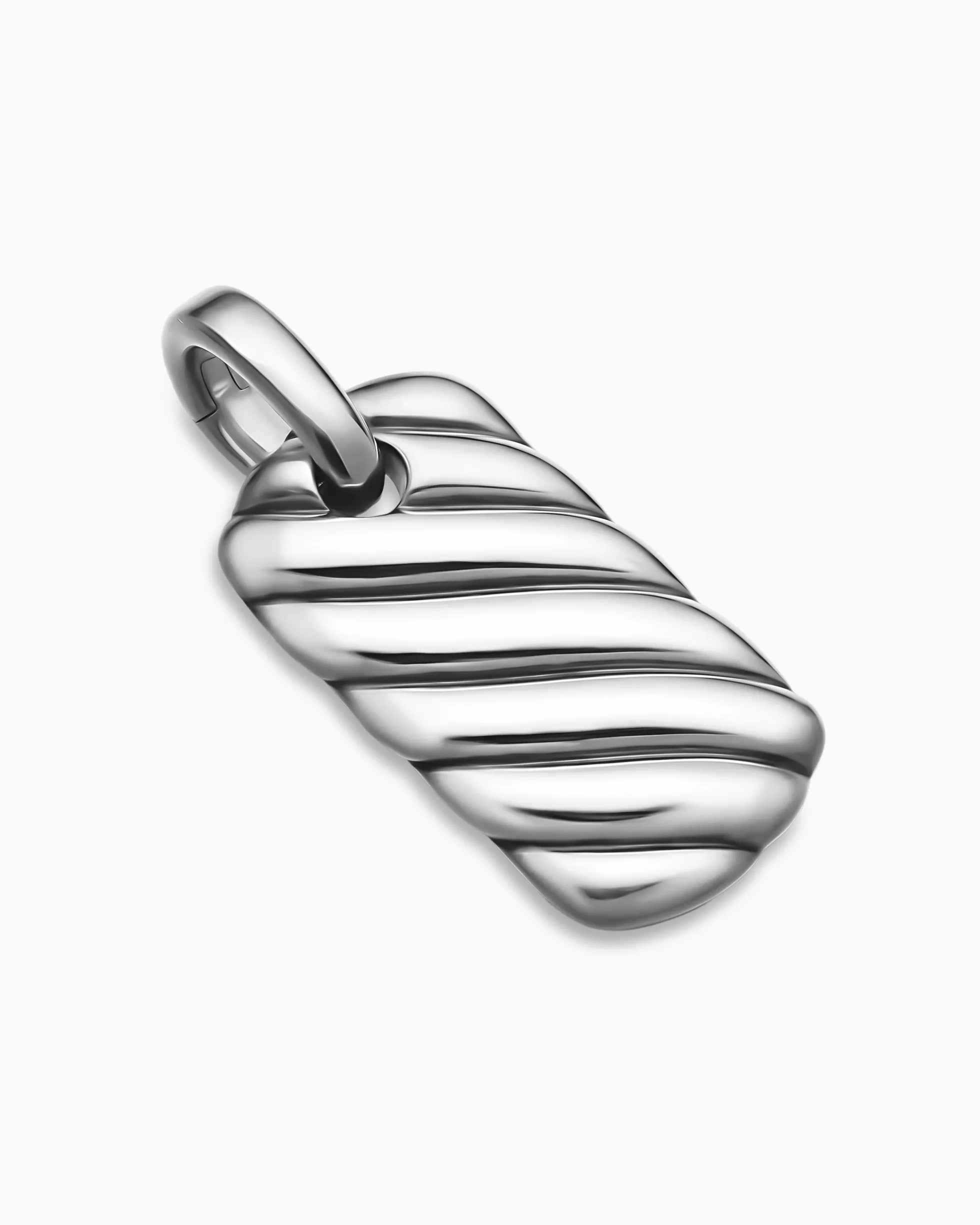 Petite Sculpted Cable Tag Sterling Silver, 10mm