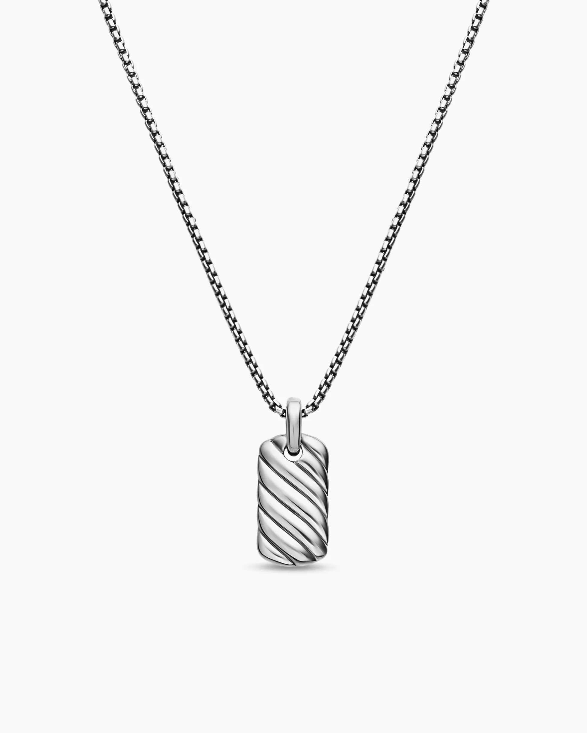 Petite Sculpted Cable Tag Sterling Silver, 10mm