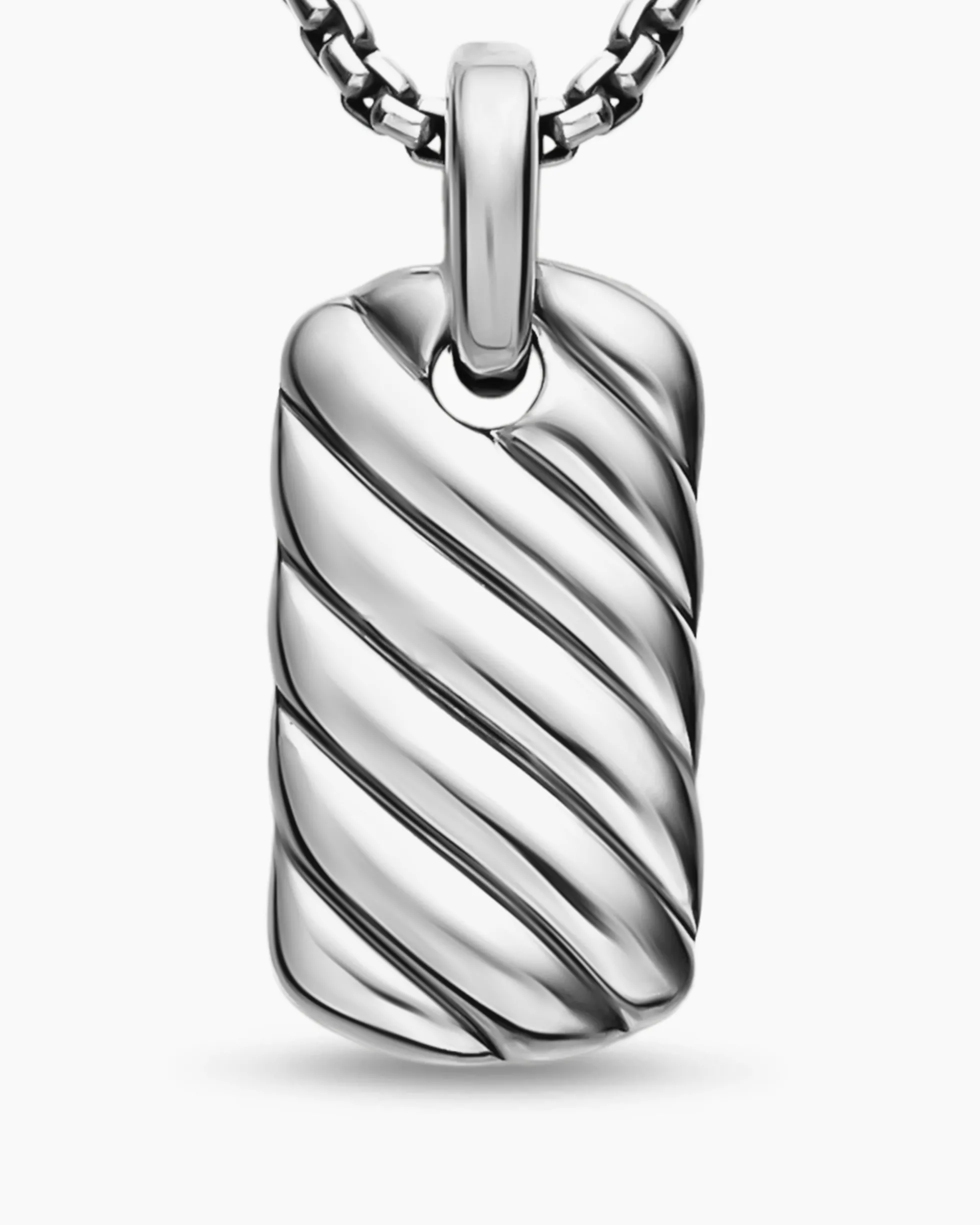 Petite Sculpted Cable Tag Sterling Silver, 10mm