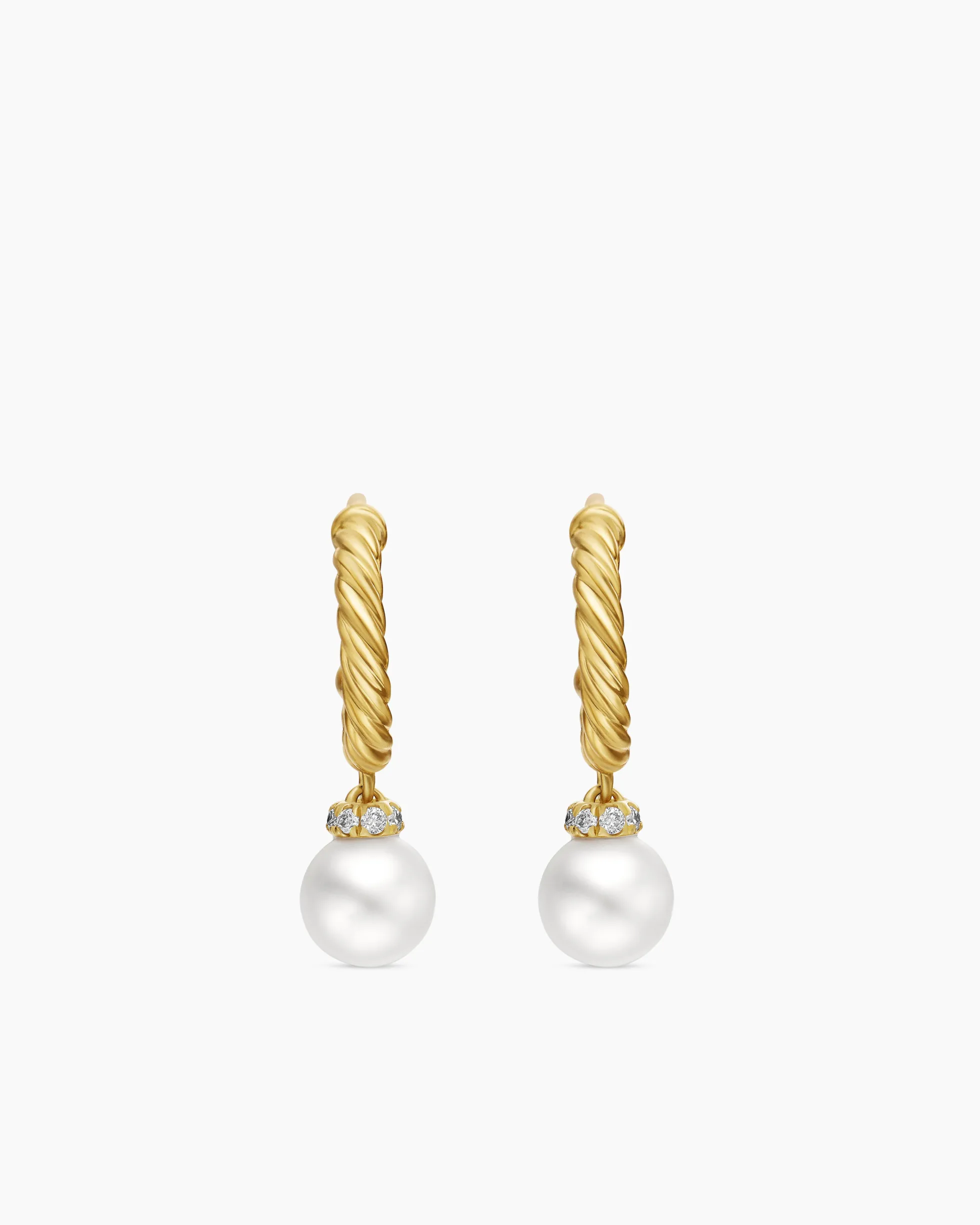 Petite Solari Drop Earrings 18K Yellow Gold with Pearls and Diamonds, 17.2mm