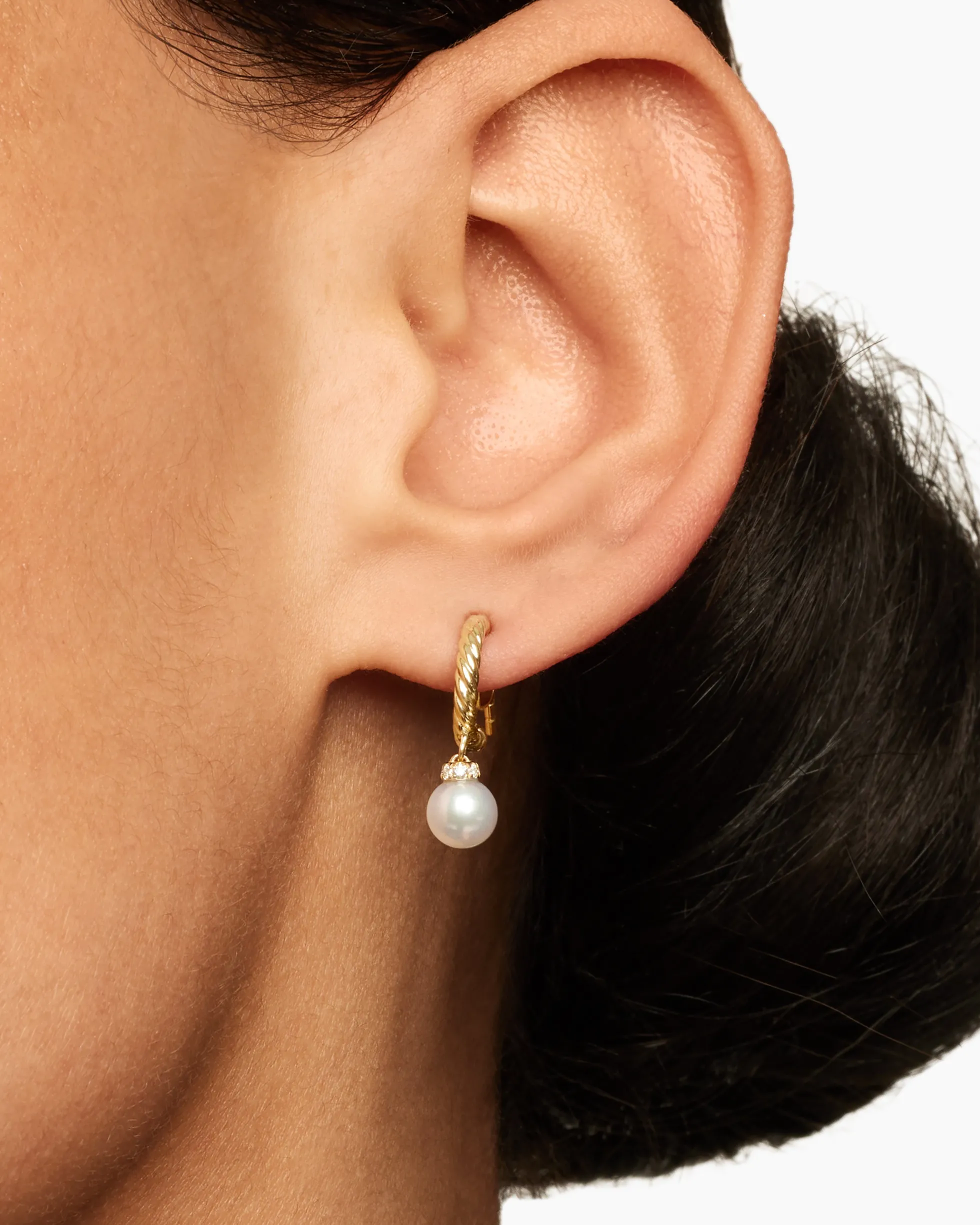Petite Solari Drop Earrings 18K Yellow Gold with Pearls and Diamonds, 17.2mm