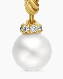 Petite Solari Drop Earrings 18K Yellow Gold with Pearls and Diamonds, 17.2mm