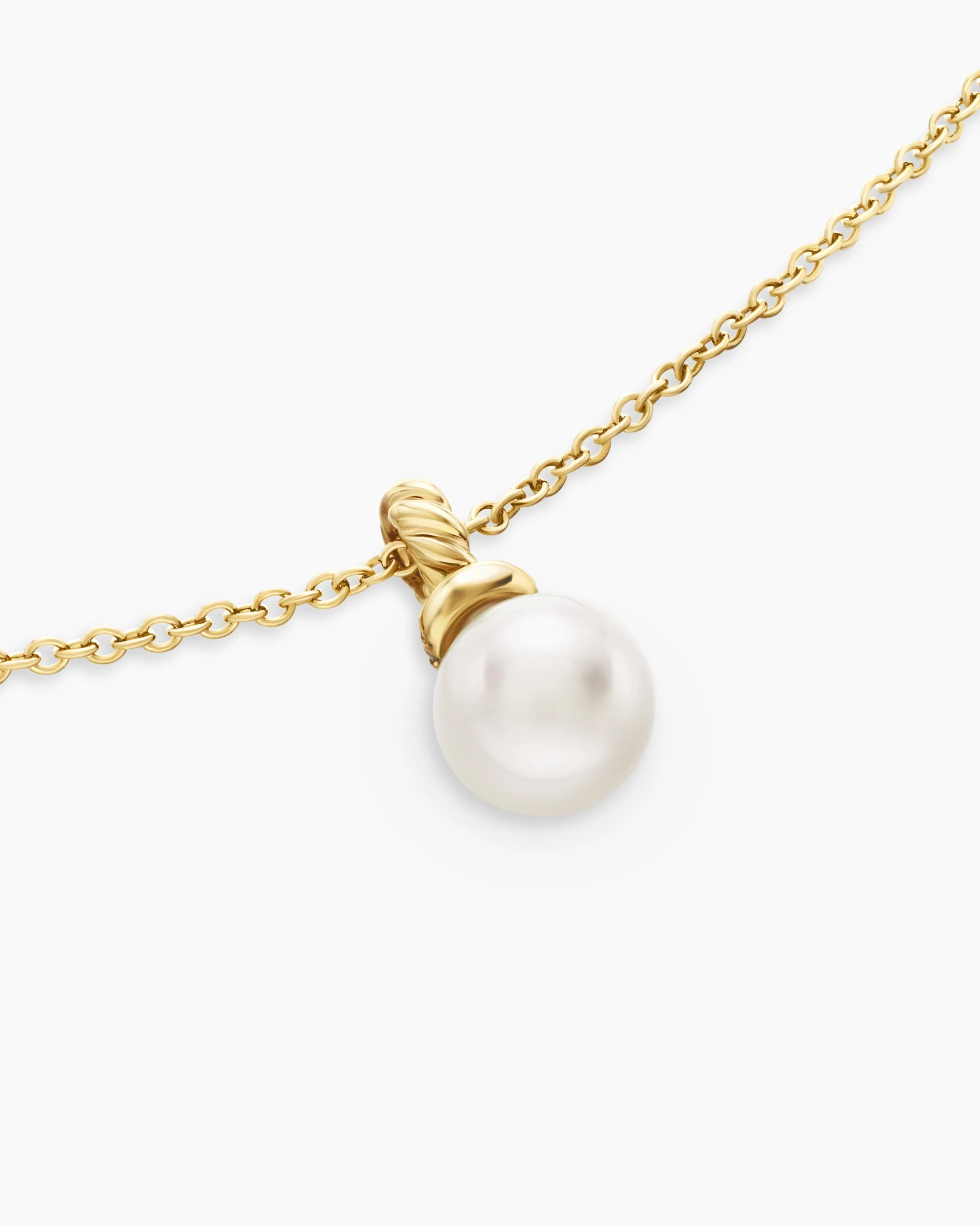 Petite Solari Pendant Necklace 18K Yellow Gold with Pearl and Diamonds, 6mm