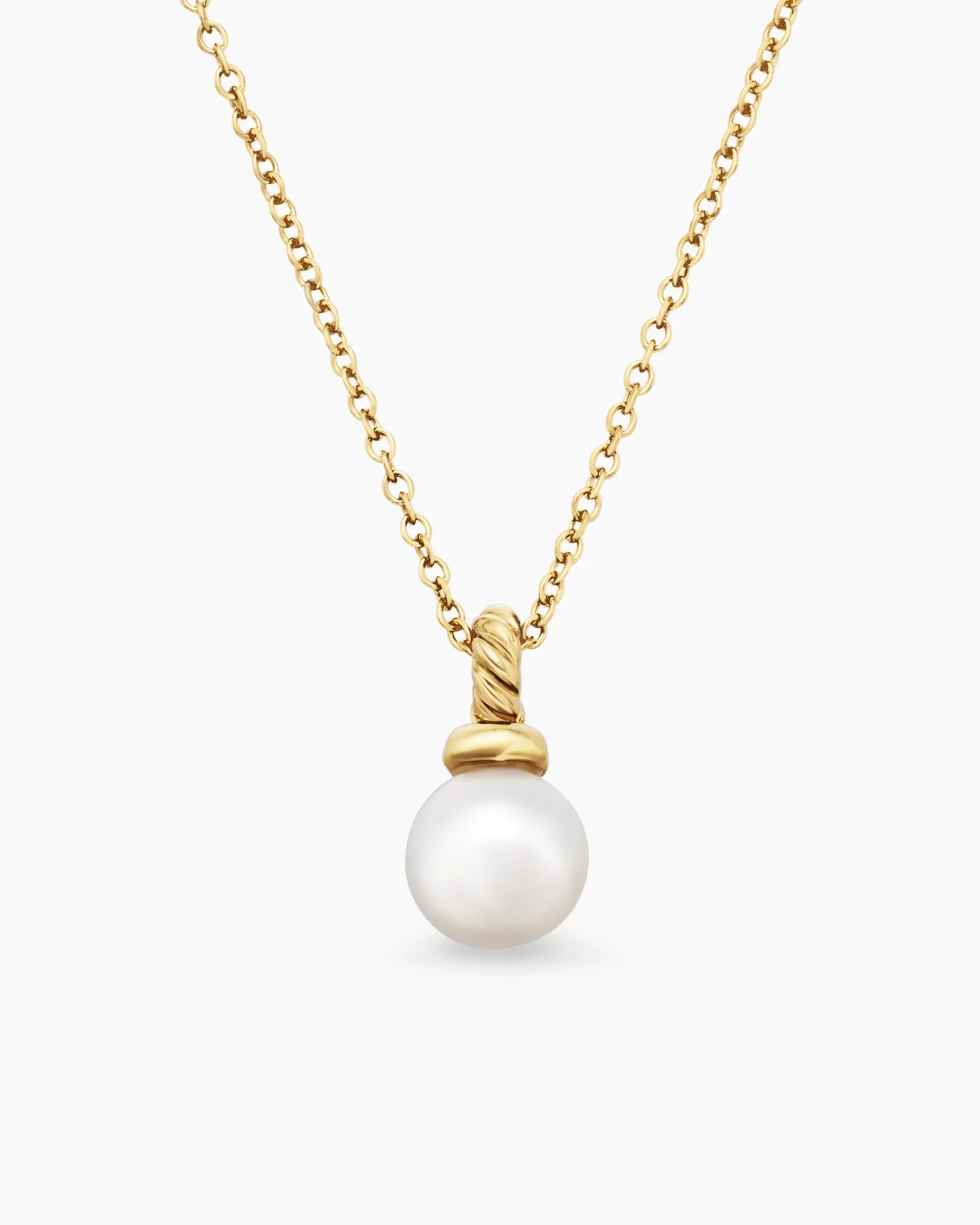 Petite Solari Pendant Necklace 18K Yellow Gold with Pearl and Diamonds, 6mm