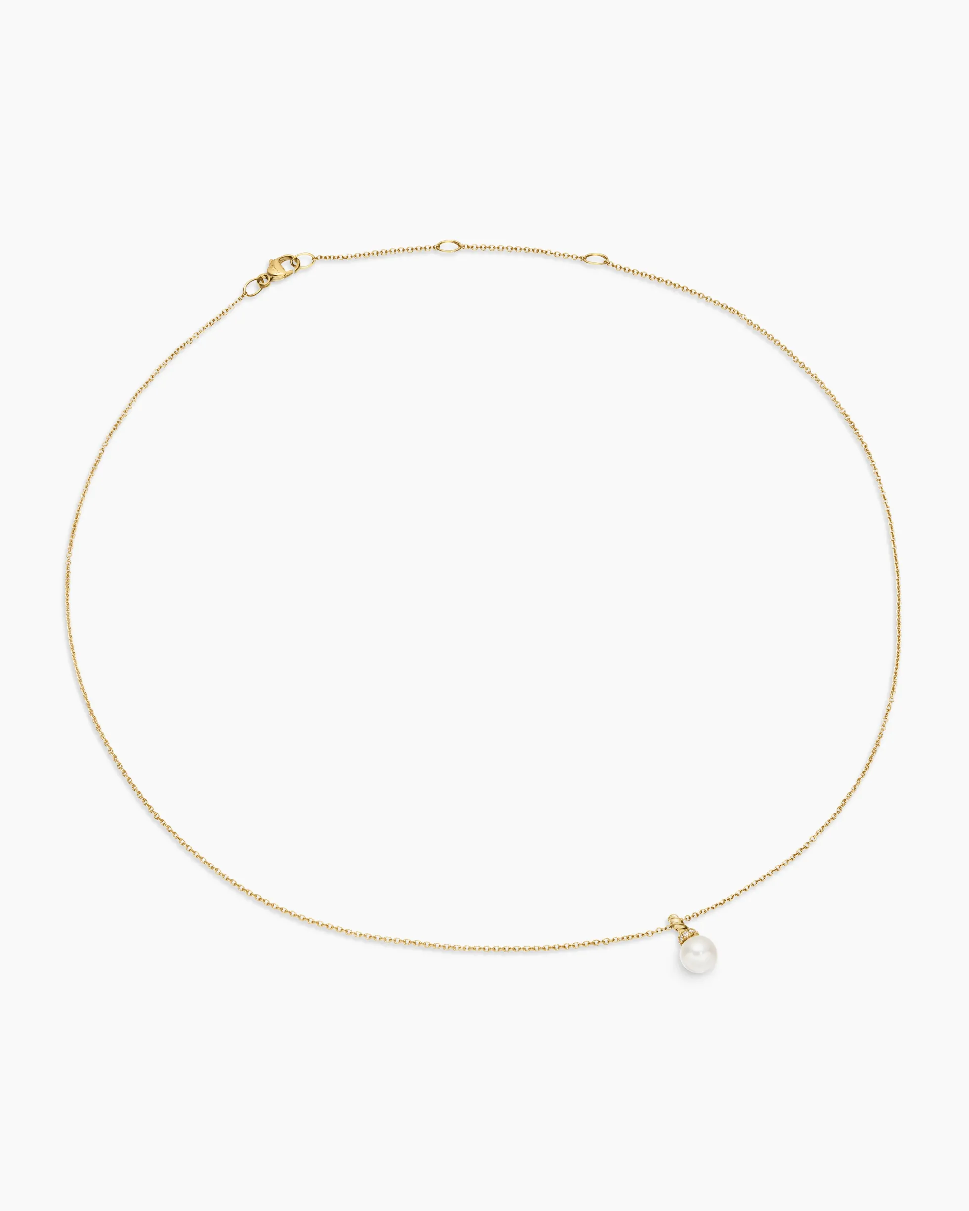 Petite Solari Pendant Necklace 18K Yellow Gold with Pearl and Diamonds, 6mm