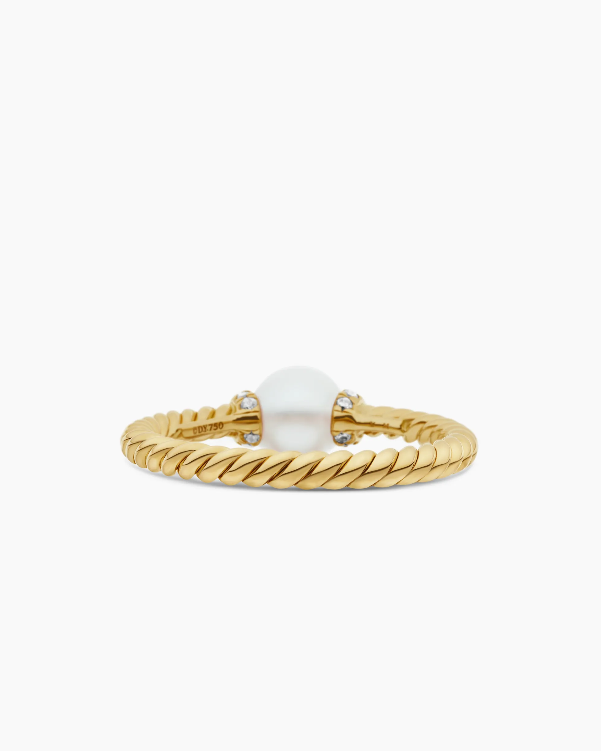 Petite Solari Station Ring 18K Yellow Gold with Pearl and Diamonds, 2.3mm