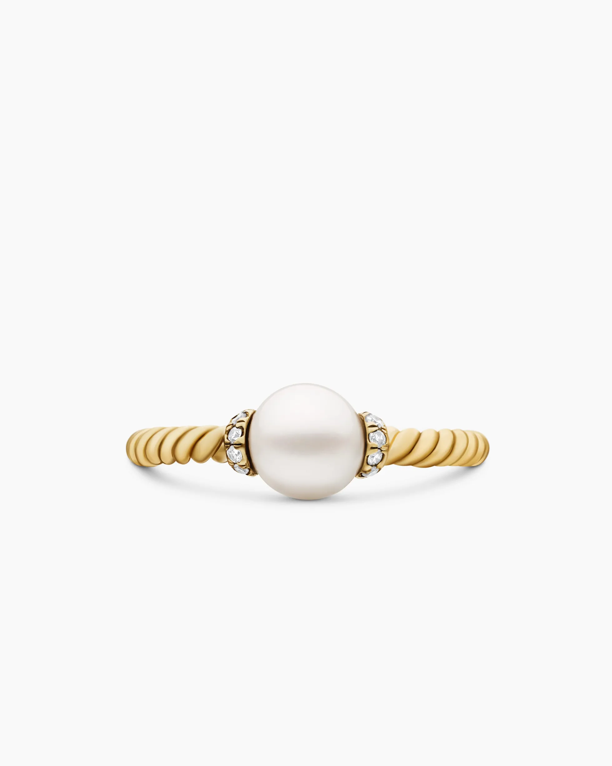 Petite Solari Station Ring 18K Yellow Gold with Pearl and Diamonds, 2.3mm