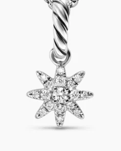 Petite Starburst Amulet Sterling Silver with Full Pavé Diamonds, 10mm