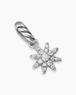 Petite Starburst Amulet Sterling Silver with Full Pavé Diamonds, 10mm