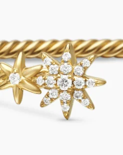 Petite Starburst Cable Bracelet 18K Yellow Gold with Diamonds, 2.6mm