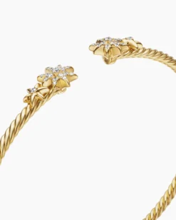 Petite Starburst Cable Bracelet 18K Yellow Gold with Diamonds, 2.6mm