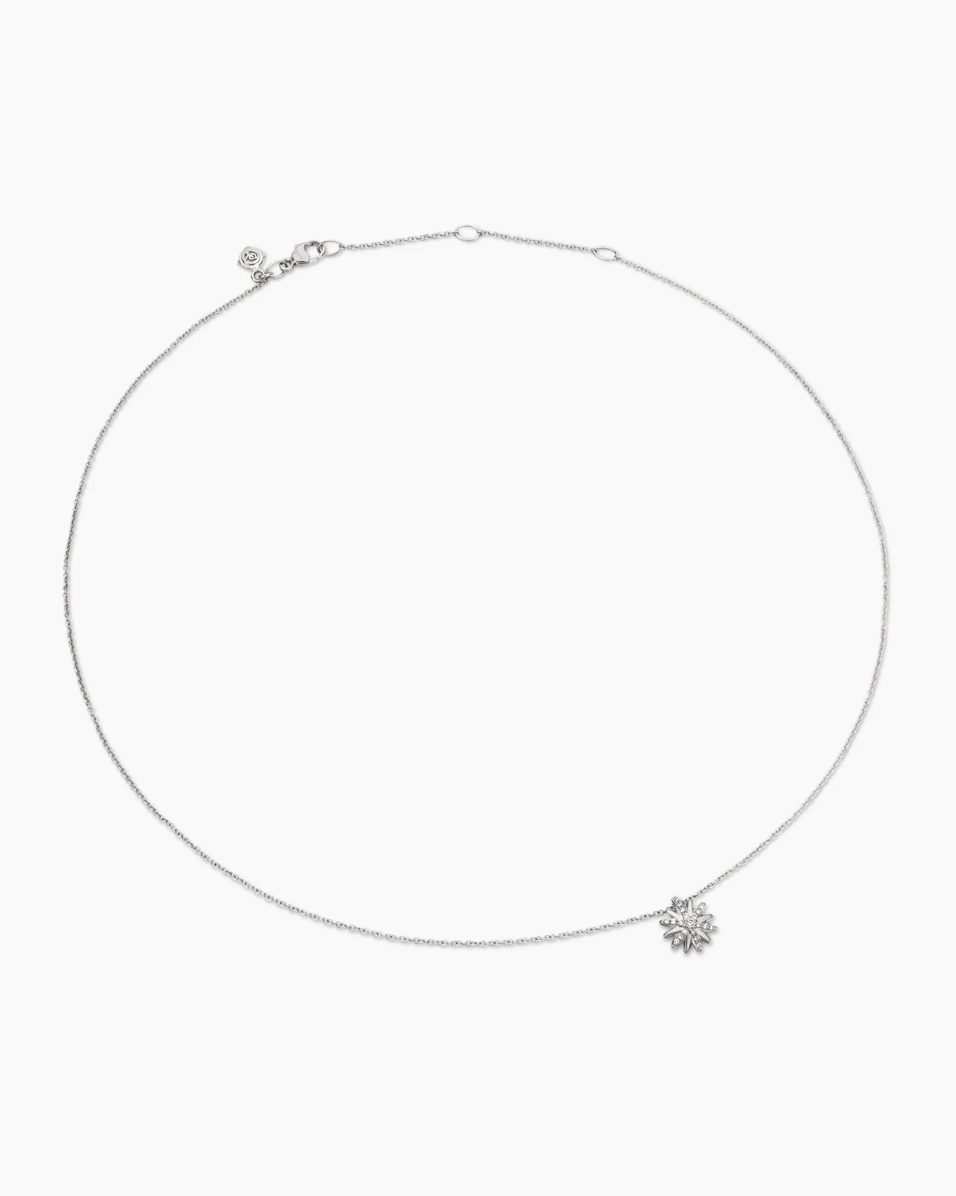 Petite Starburst Pendant Necklace Sterling Silver with Diamonds, 10.5mm
