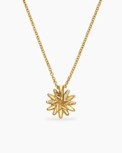 Petite Starburst Pendant Necklace 18K Yellow Gold with Diamonds, 10.5mm