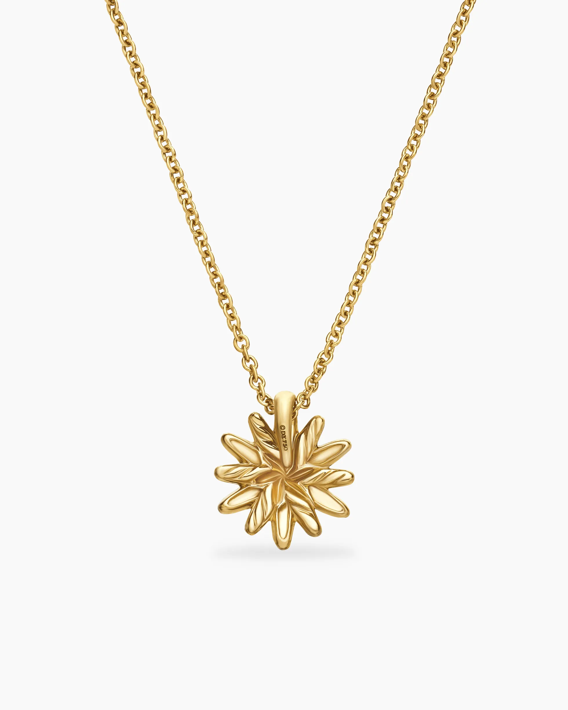 Petite Starburst Pendant Necklace 18K Yellow Gold with Diamonds, 10.5mm