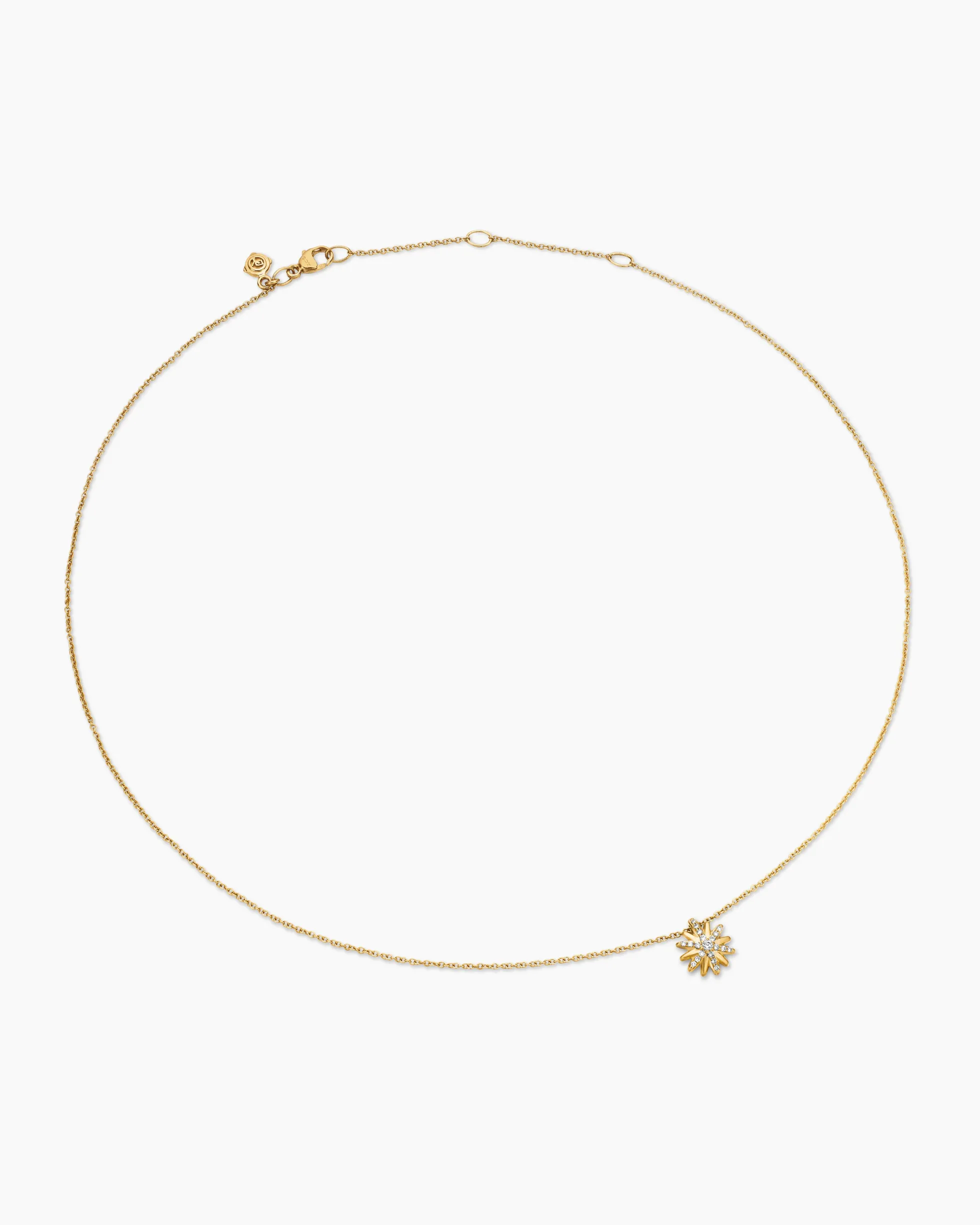 Petite Starburst Pendant Necklace 18K Yellow Gold with Diamonds, 10.5mm