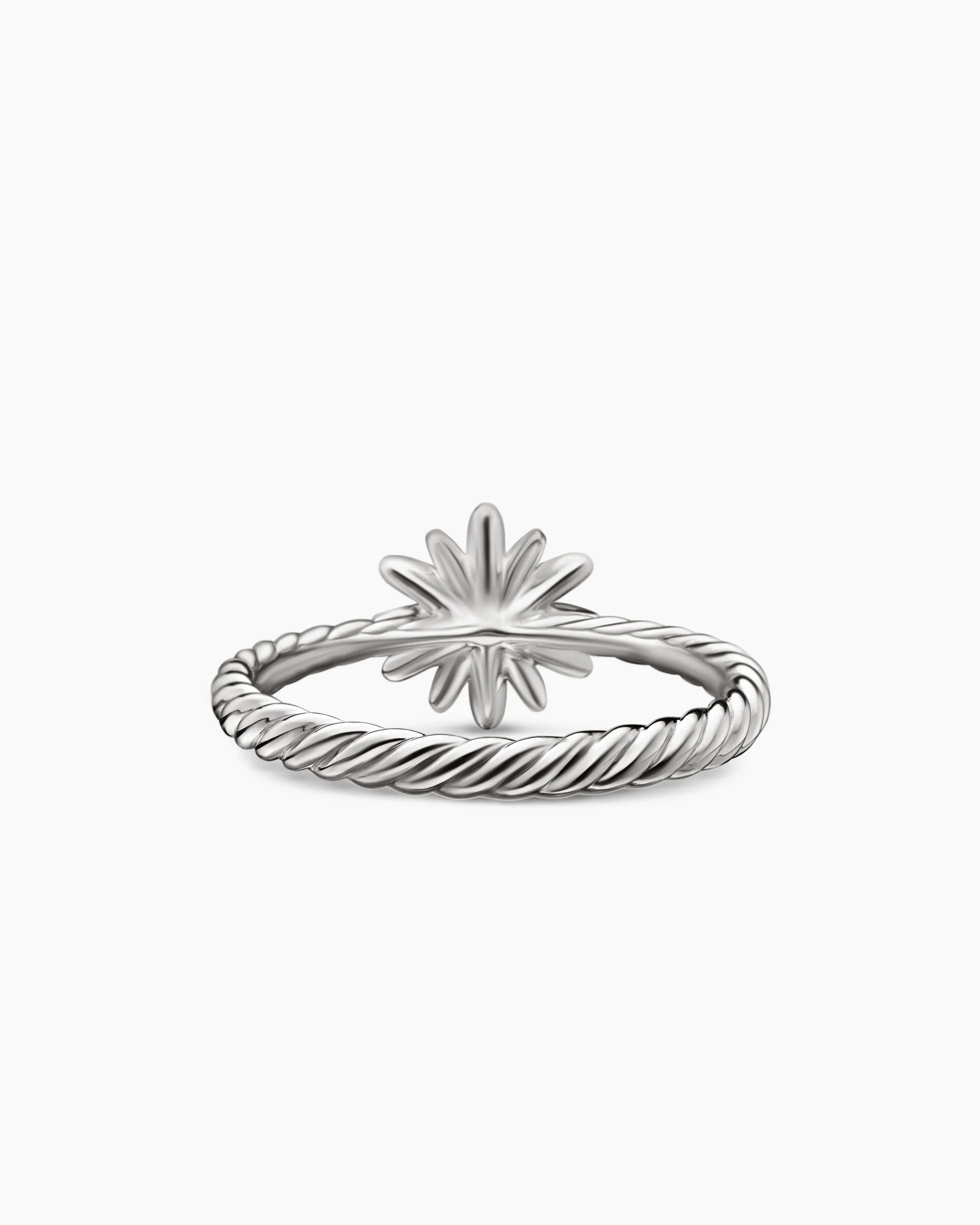 Petite Starburst Ring Sterling Silver with Diamonds, 10mm