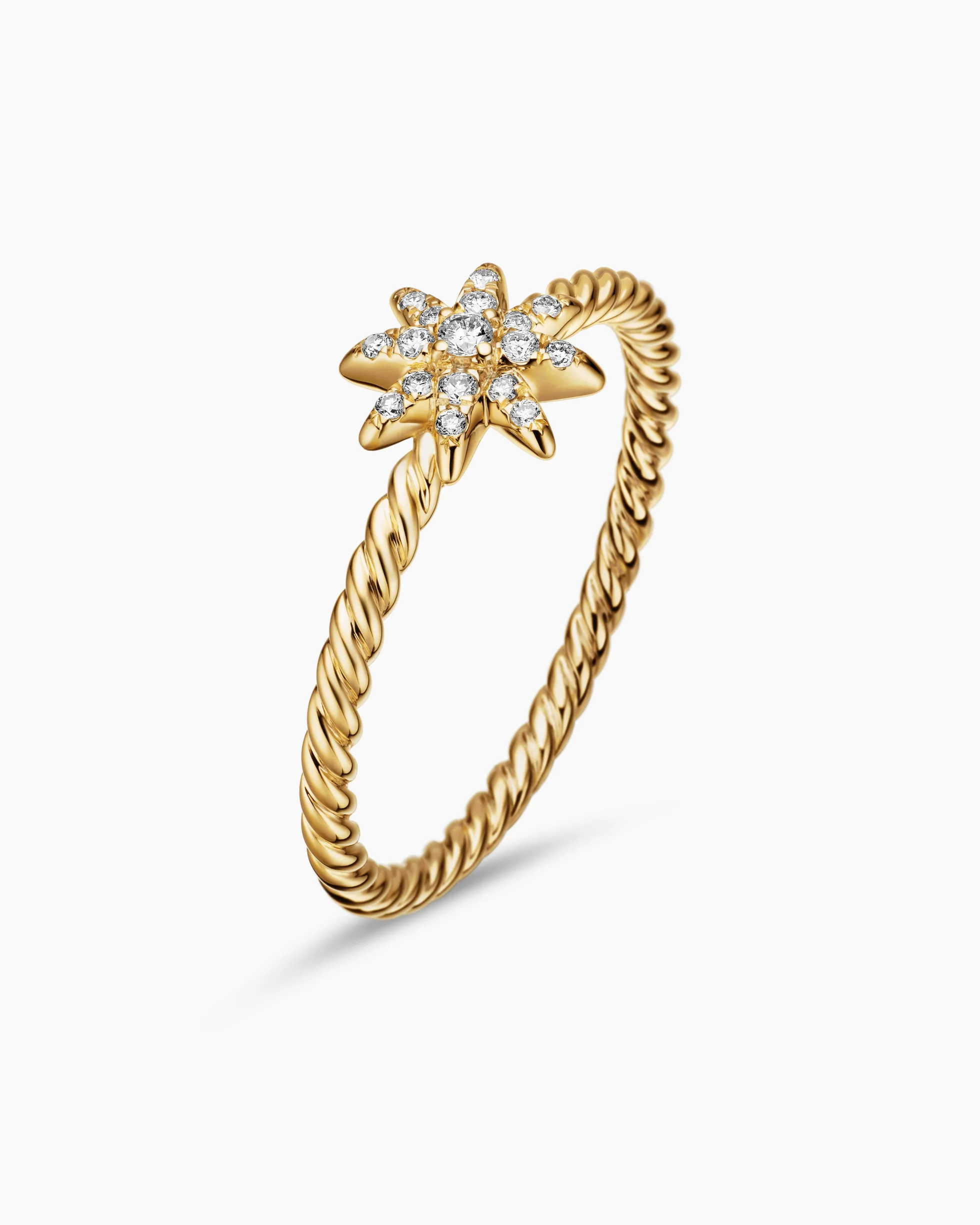 Petite Starburst Station Ring 18K Yellow Gold with Diamonds, 7.5mm