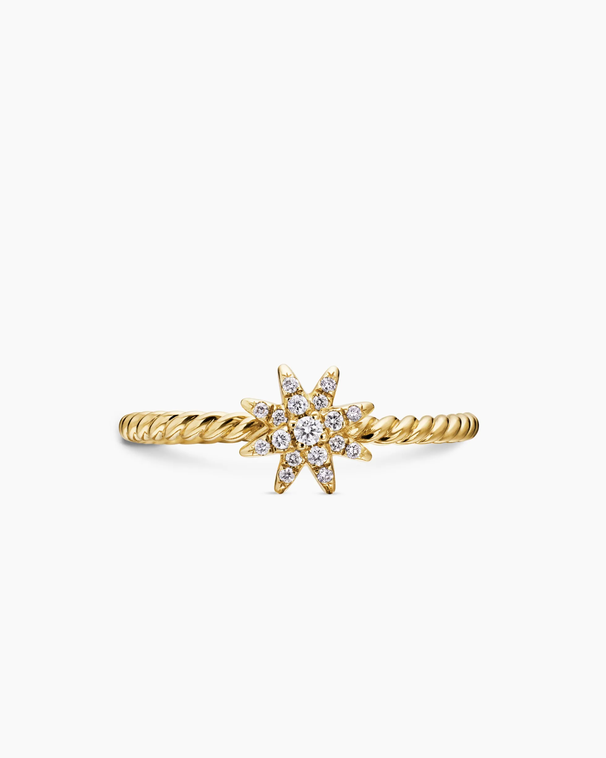 Petite Starburst Station Ring 18K Yellow Gold with Diamonds, 7.5mm