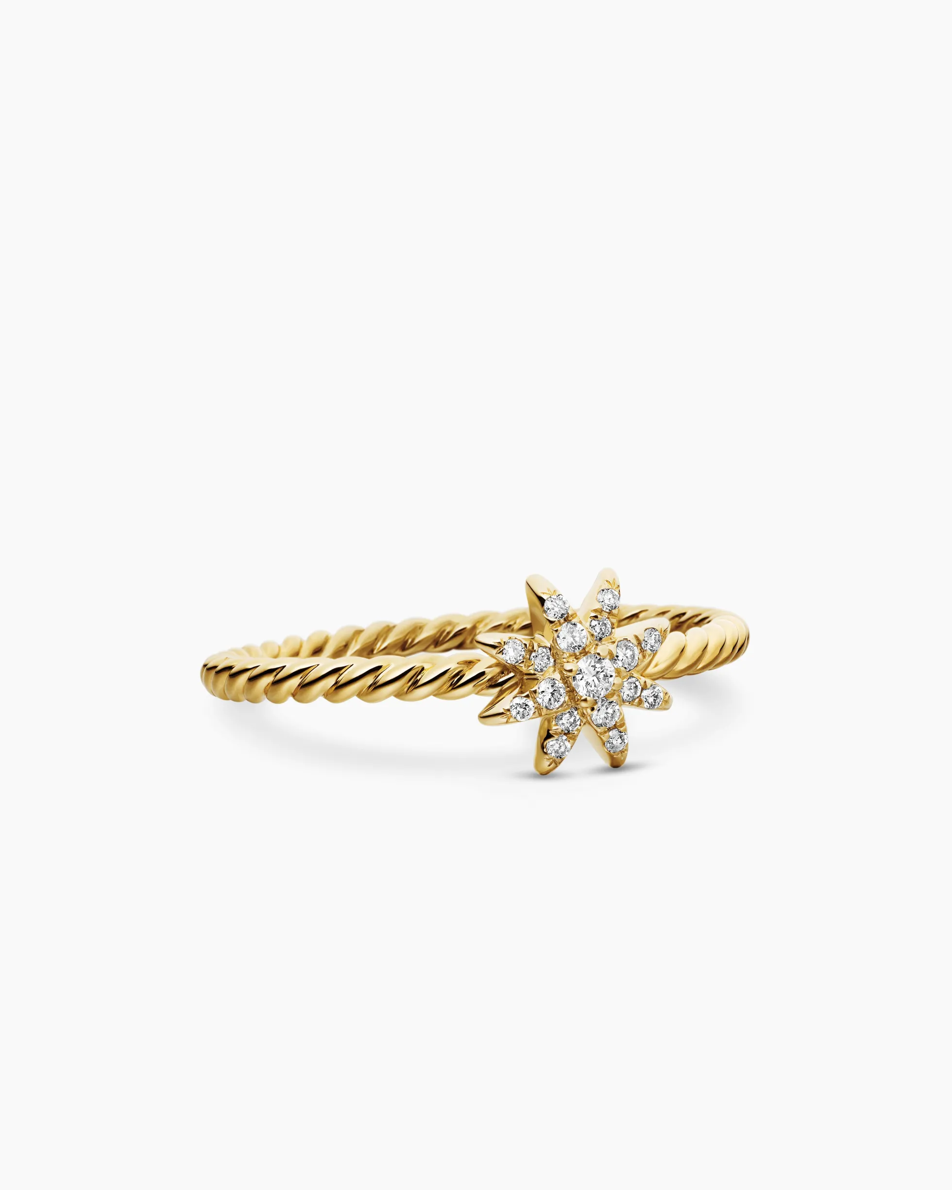 Petite Starburst Station Ring 18K Yellow Gold with Diamonds, 7.5mm
