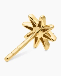 Petite Starburst Stud Earrings 18K Yellow Gold with Diamonds, 7.5mm