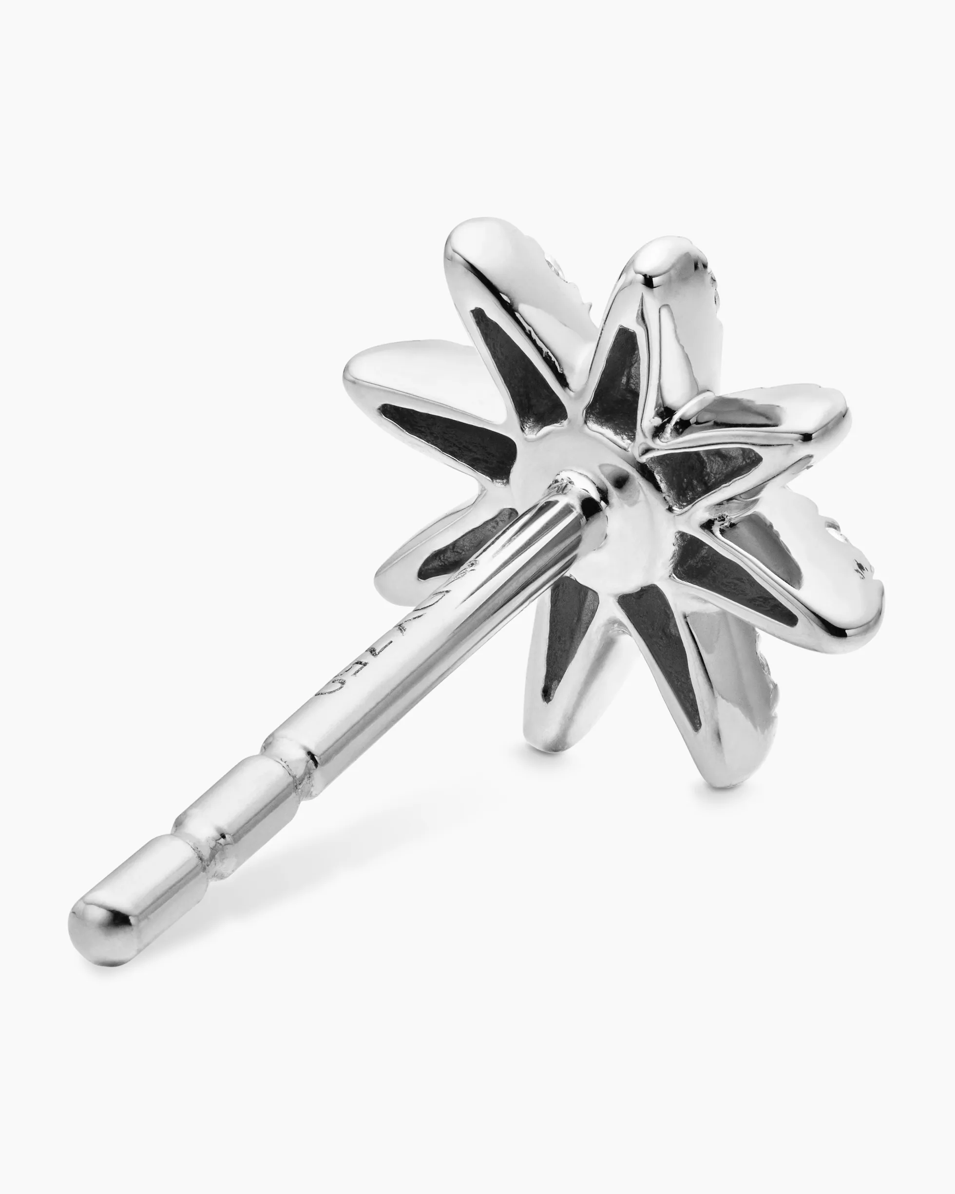 Petite Starburst Stud Earrings 18K White Gold with Diamonds, 7.5mm