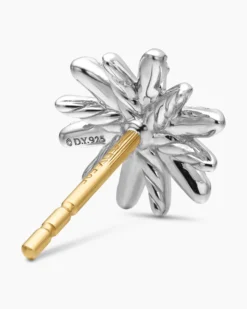 Petite Starburst Stud Earrings Sterling Silver with Diamonds, 10mm