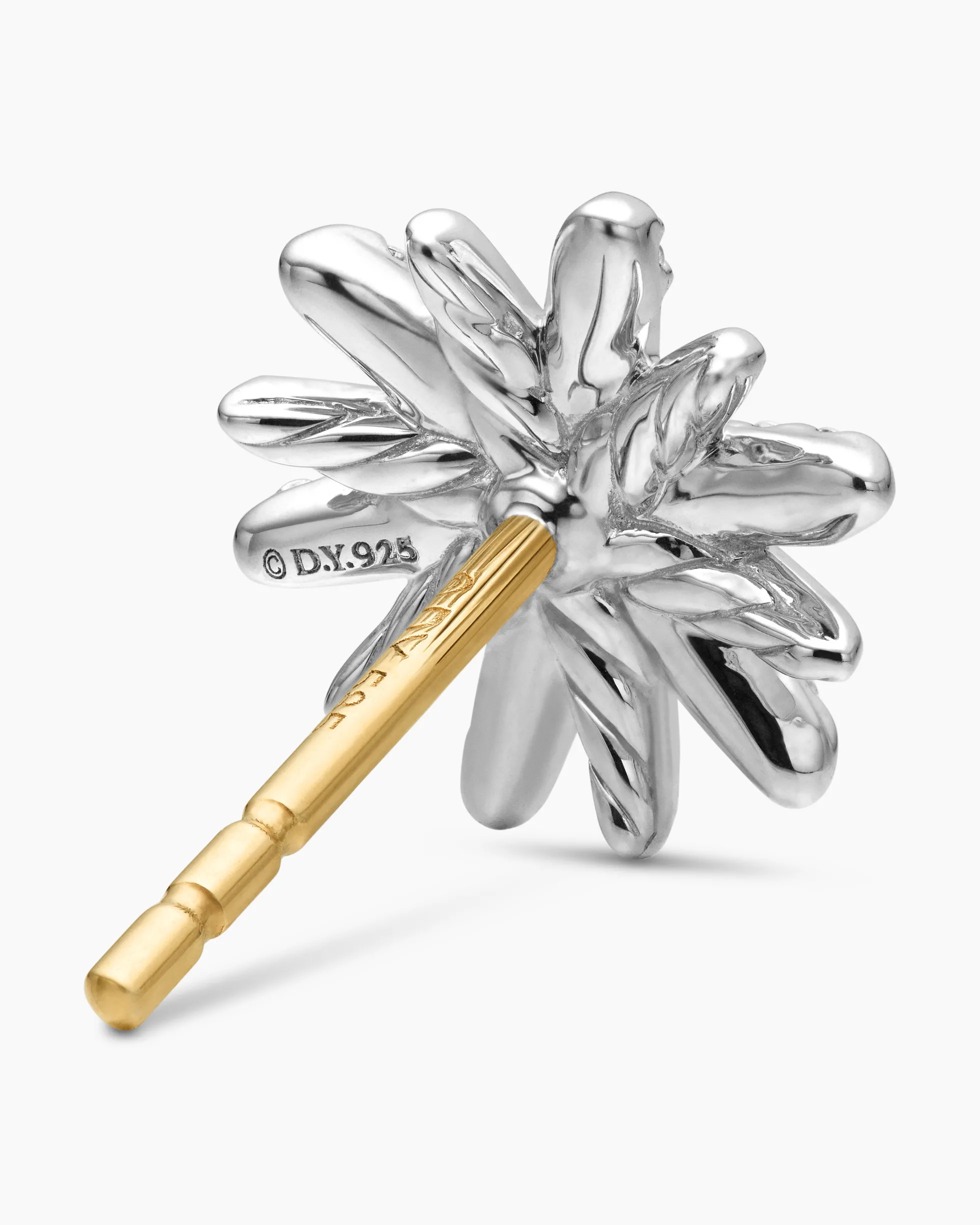 Petite Starburst Stud Earrings Sterling Silver with Diamonds, 10mm