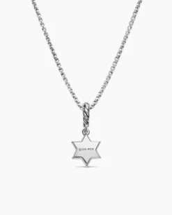 Petite Star of David Amulet Sterling Silver with Diamond, 7.7mm