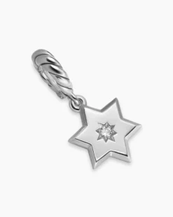 Petite Star of David Amulet Sterling Silver with Diamond, 7.7mm