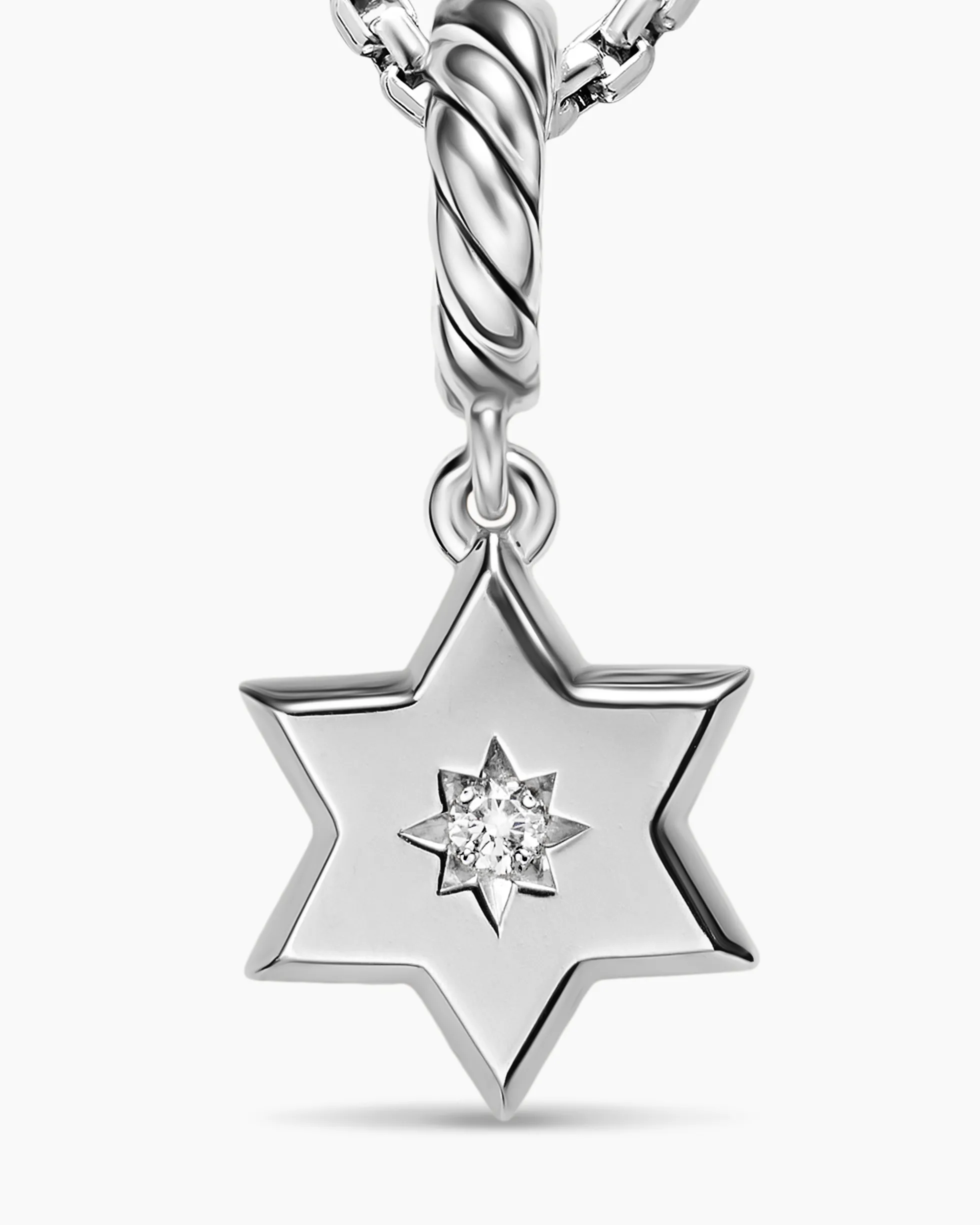 Petite Star of David Amulet Sterling Silver with Diamond, 7.7mm