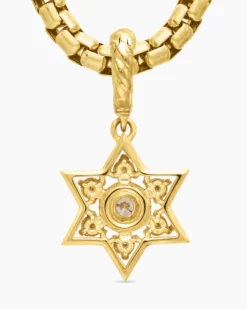 Petite Star of David Pendant 18K Yellow Gold with Diamonds, 11.2mm