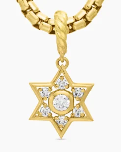 Petite Star of David Pendant 18K Yellow Gold with Diamonds, 11.2mm